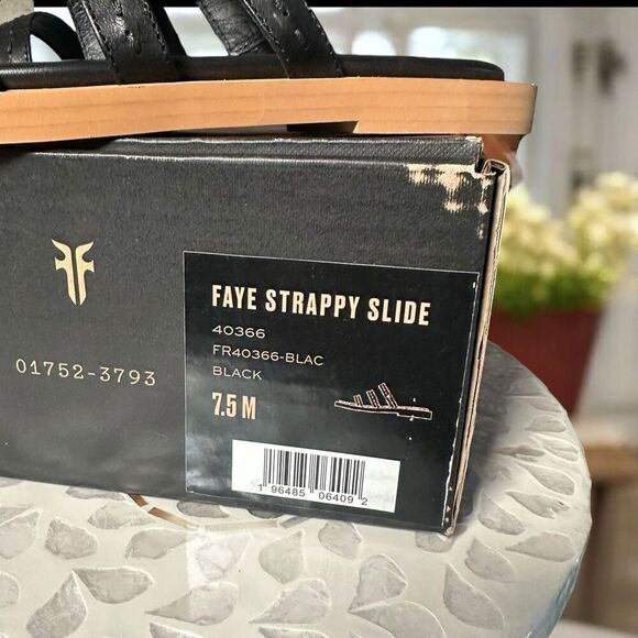 Frye Faye Leather Strappy SlideSandals Black Flat Women’s Size 7.5 NIB - Picture 10 of 10